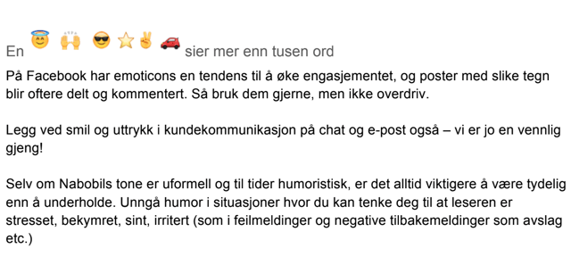 Eksempel fra Nabobils språkprofil
